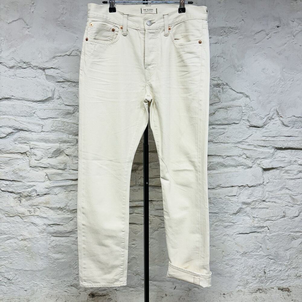 AE77 The Classic Japanese Selvedge Jeans Size 30x32 Denim Cream Slim Button Fly